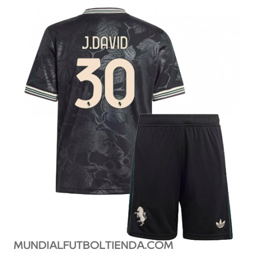 Camiseta Juventus Jonathan David #30 Tercera Equipación Replica 2025-26 para niños mangas cortas (+ Pantalones cortos)